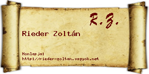 Rieder Zoltán névjegykártya